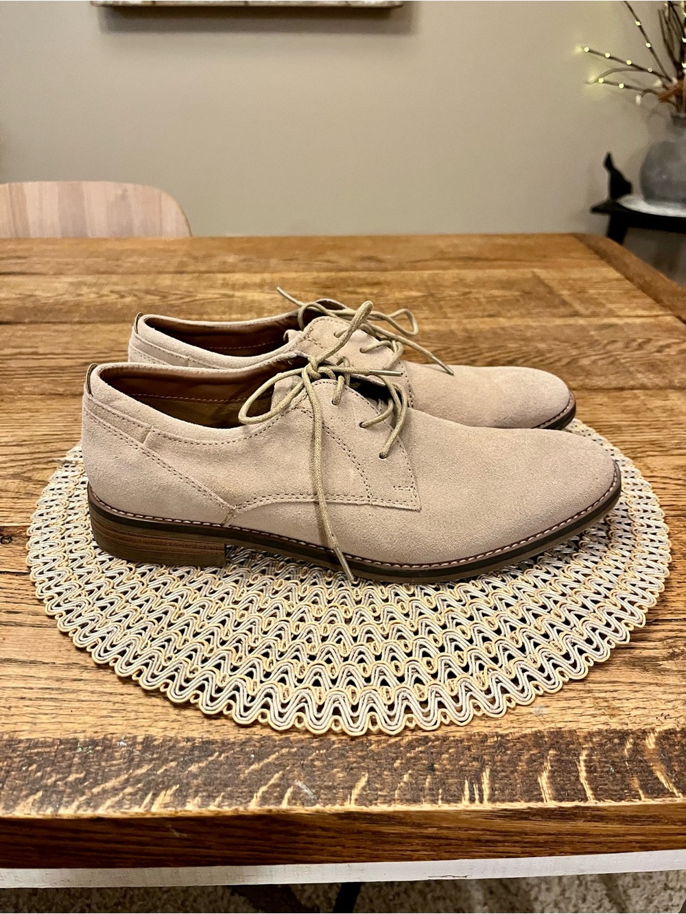 Sonoma Men’s Suede Beige Oxford Dress Shoes Size 8